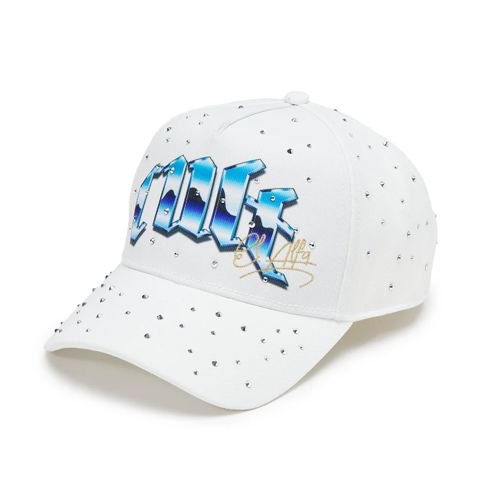 Cult x El Alfa Premium Logo 5 Panel A Frame Trucker Hat "Panther" in Winter White - Image 2
