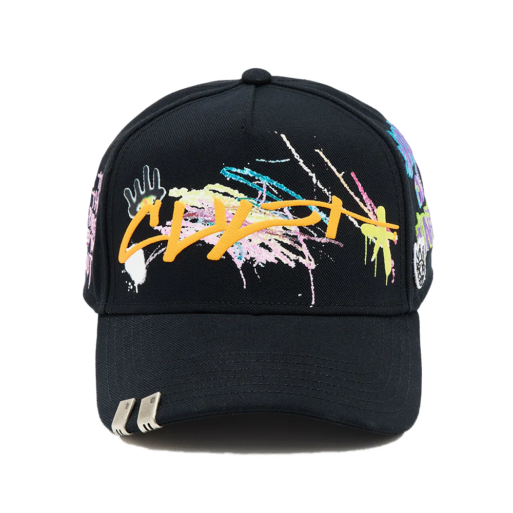 Cult's Logo Mesh Back Trucker Hat "Cult Graffiti" in Black