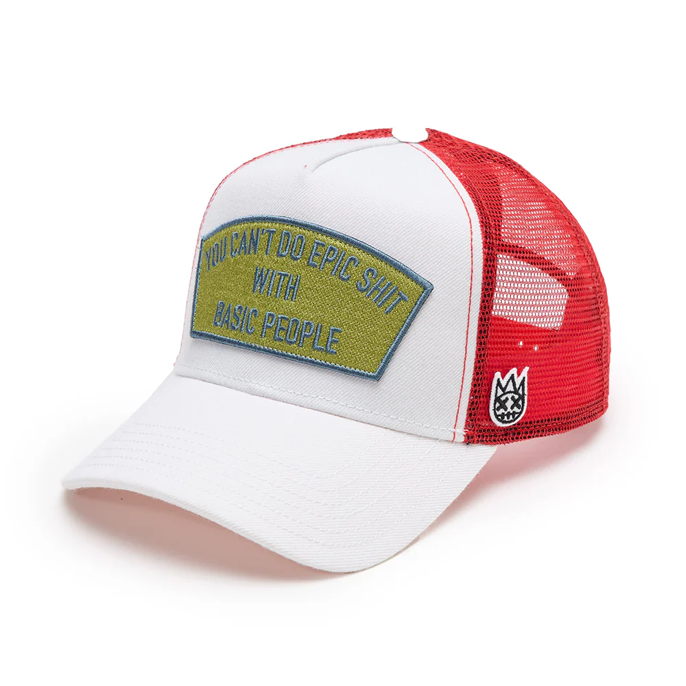 Cult's Logo Mesh Back Trucker Hat "Epic Shit" in Winter White - Image 2