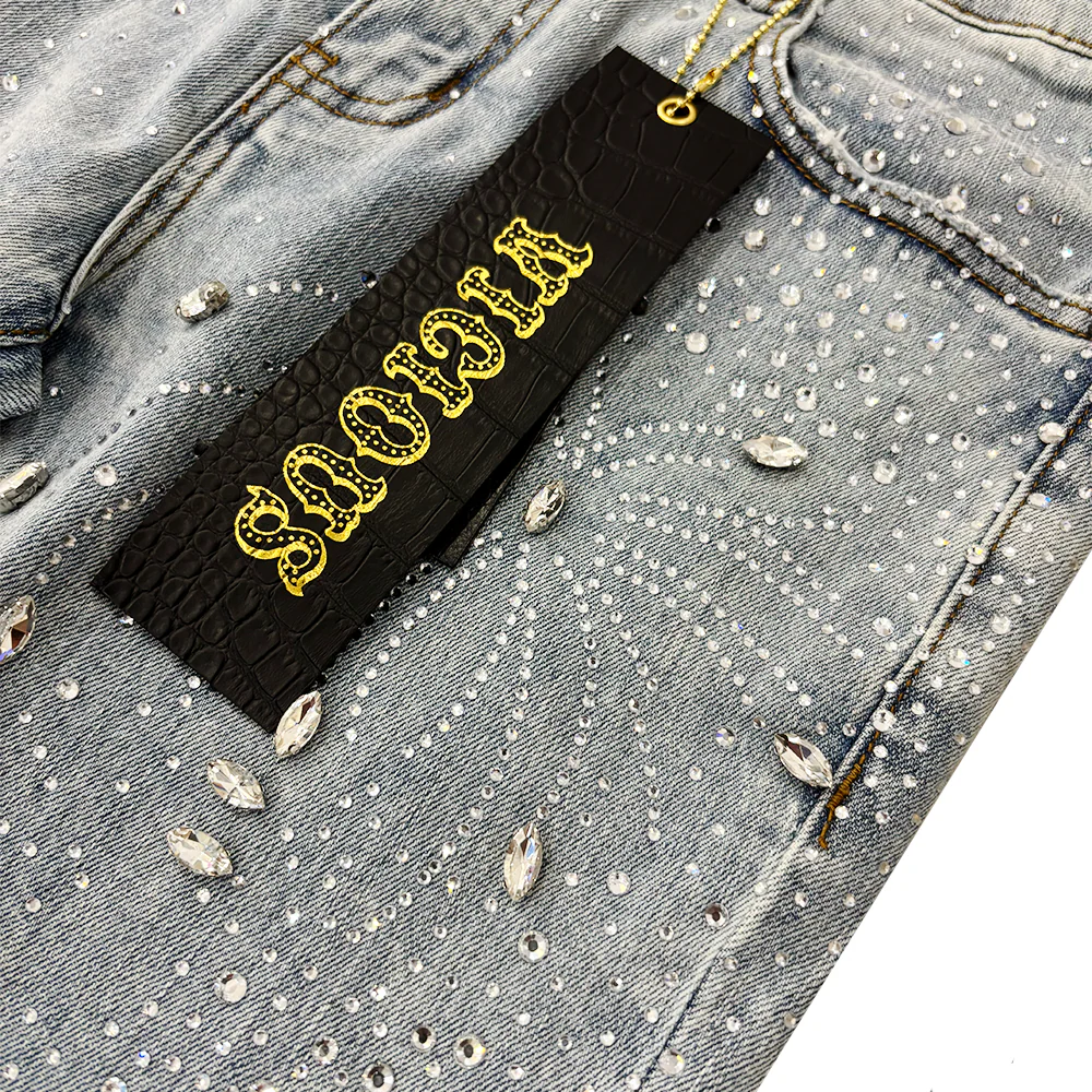 Denim Place Vicious Embellished Rhinestone Stack Demin - Image 3