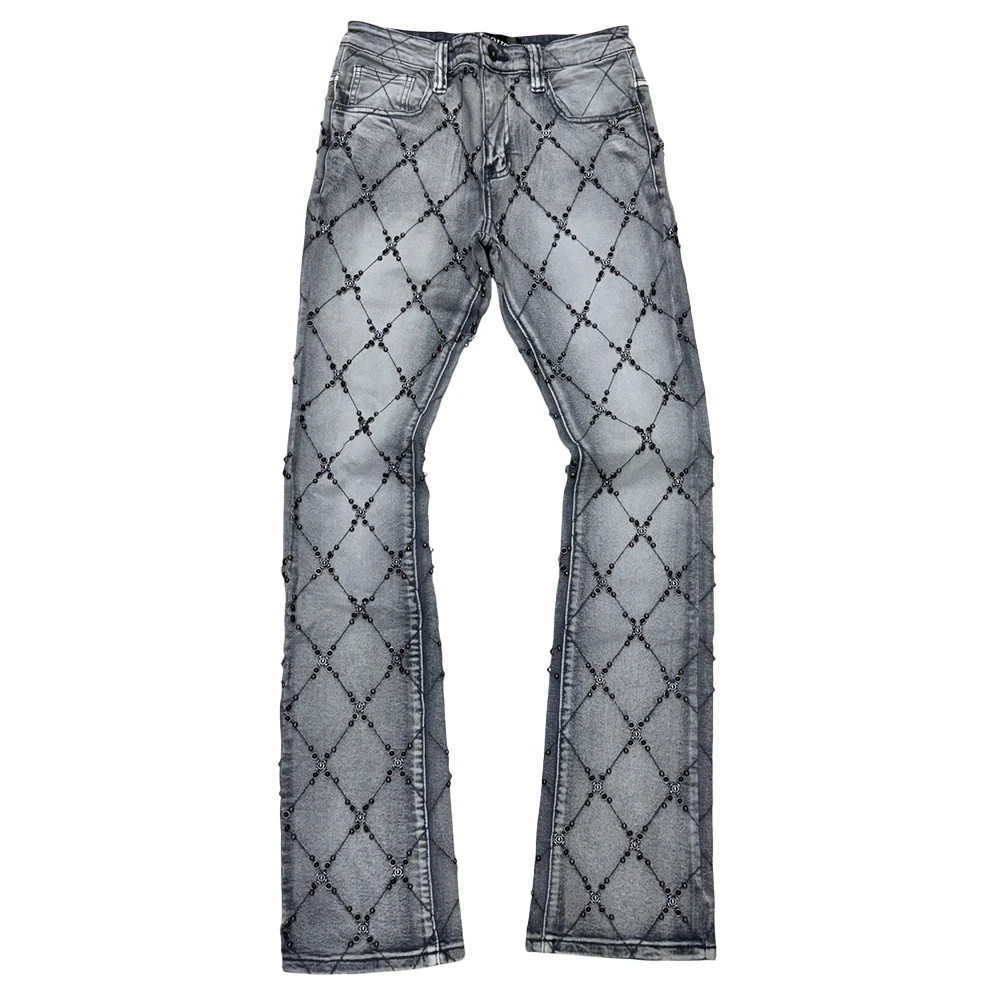Denim Place Vicious Embellished Rinestone Flare Denim