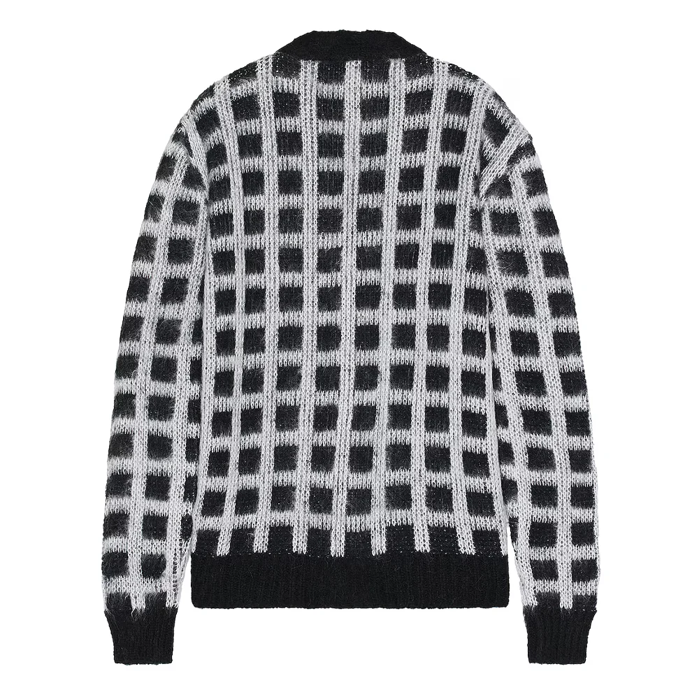 Marni Black Checked Mohair Cardigan - Image 2