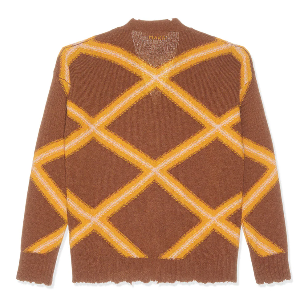 Marni Broken Macro Argyle Gauge Cardigan - Image 3