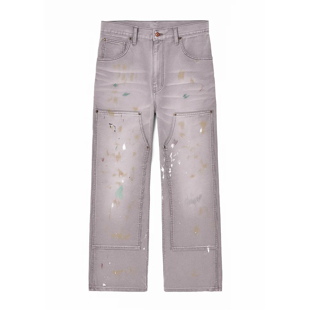 MNML Dirty Painted Carpenter Pants Grey