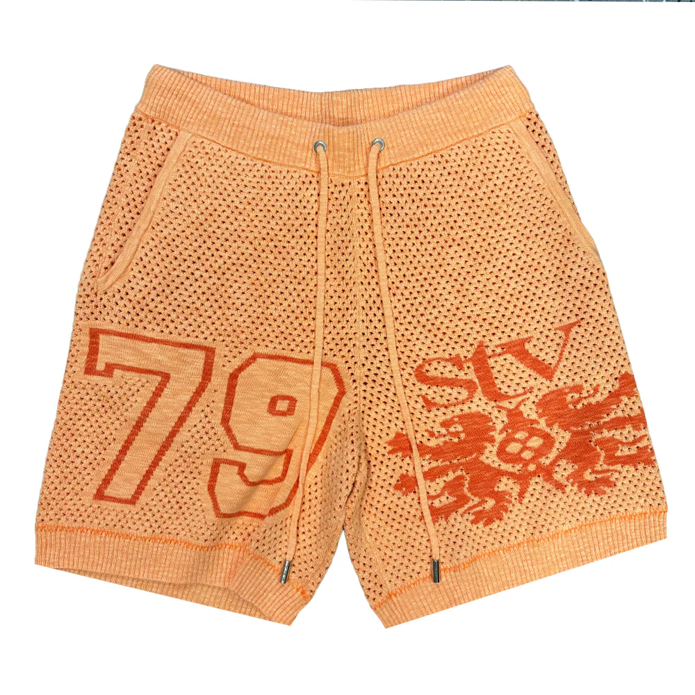 Si Tu Veux Sweater Knit And Football Shorts Set Orange - Image 3