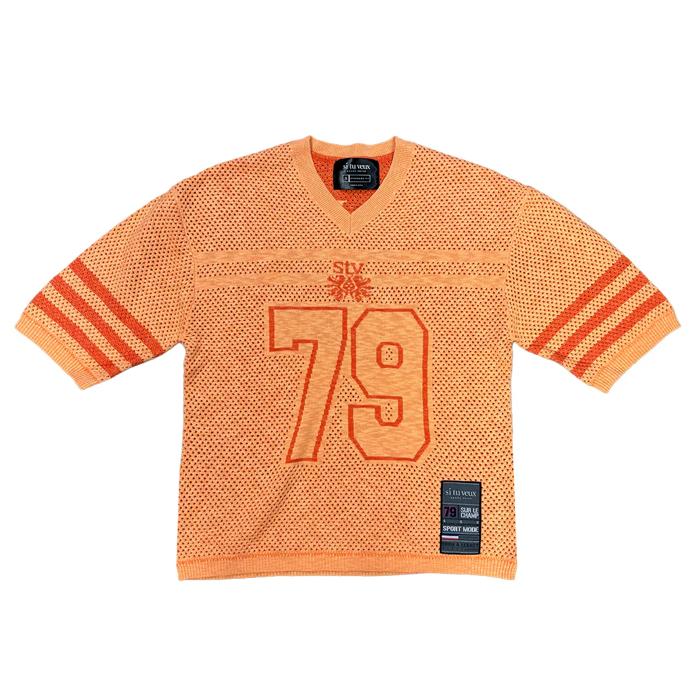 Si Tu Veux Sweater Knit And Football Shorts Set Orange - Image 4
