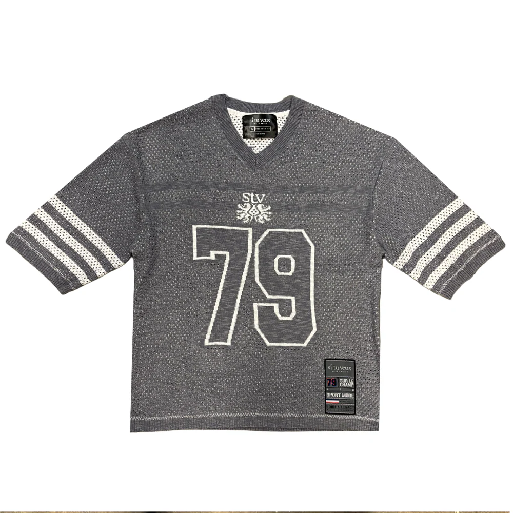 Si Tu Veux Sweater Knit And Football Shorts Set Grey - Image 4